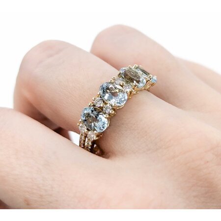 Ring .38ctw Round Diamonds 2.88ctw Aquamarine 14ky 224110160
