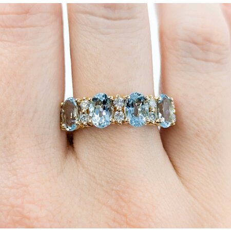 Ring .38ctw Round Diamonds 2.88ctw Aquamarine 14ky 224110160