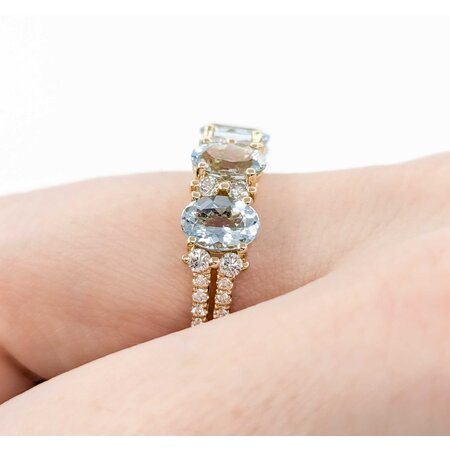 Ring .38ctw Round Diamonds 2.88ctw Aquamarine 14ky 224110160