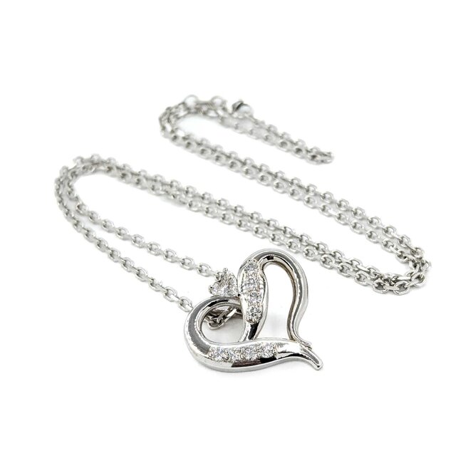 Pendant Heart .32ctw Round Diamonds 21x22mm 14kw 18"" 224111003