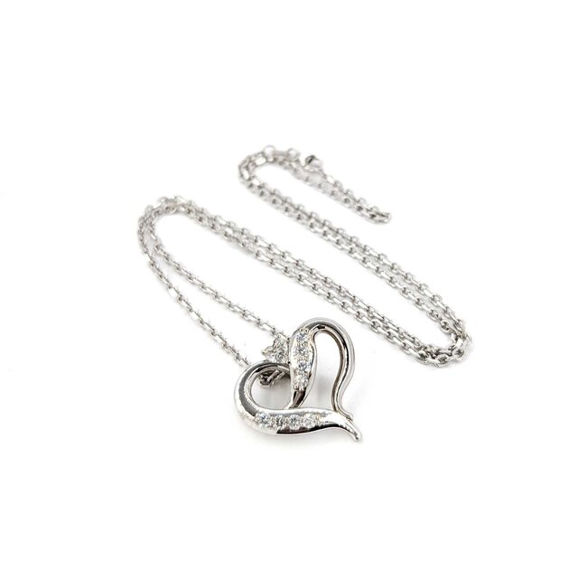 Pendant Heart .32ctw Round Diamonds 21x22mm 14kw 18"" 224111003