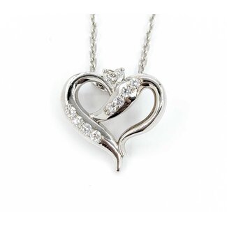 Pendant Heart .32ctw Round Diamonds 21x22mm 14kw 18"" 224111003