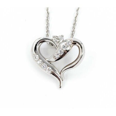 Pendant Heart .32ctw Round Diamonds 21x22mm 14kw 18"" 224111003