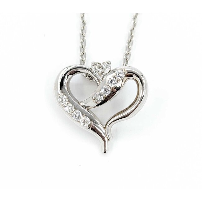 Pendant Heart .32ctw Round Diamonds 21x22mm 14kw 18"" 224111003