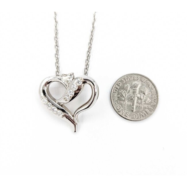 Pendant Heart .32ctw Round Diamonds 21x22mm 14kw 18"" 224111003