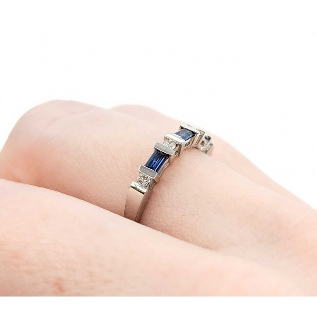 Ring Bar Set .12ctw Round Diamonds .33ctw Sapphire Platinum sz6.5 224110161