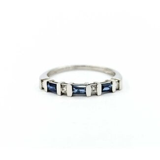 Ring Bar Set .12ctw Round Diamonds .33ctw Sapphire Platinum sz6.5 224110161