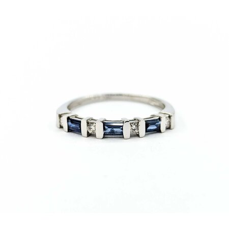 Ring Bar Set .12ctw Round Diamonds .33ctw Sapphire Platinum sz6.5 224110161