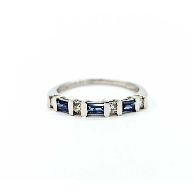 Ring Bar Set .12ctw Round Diamonds .33ctw Sapphire Platinum sz6.5 224110161