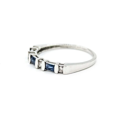 Ring Bar Set .12ctw Round Diamonds .33ctw Sapphire Platinum sz6.5 224110161