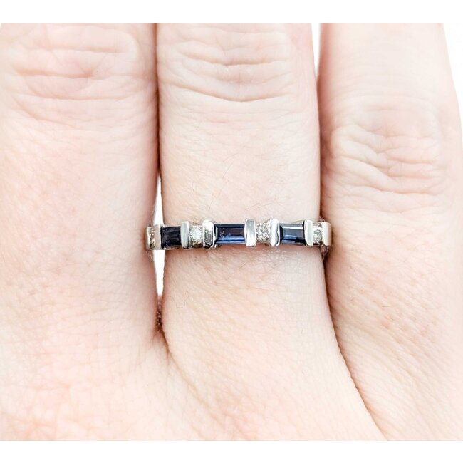 Ring Bar Set .12ctw Round Diamonds .33ctw Sapphire Platinum sz6.5 224110161