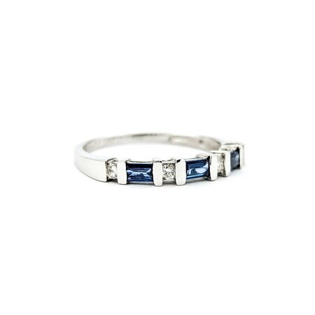 Ring Bar Set .12ctw Round Diamonds .33ctw Sapphire Platinum sz6.5 224110161
