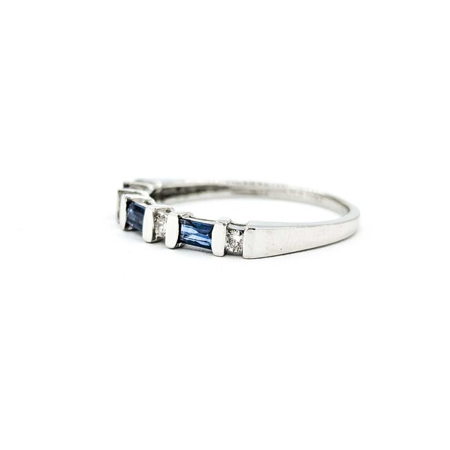 Ring Bar Set .12ctw Round Diamonds .33ctw Sapphire Platinum sz6.5 224110161