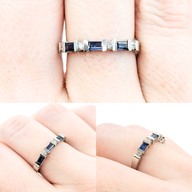 Ring Bar Set .12ctw Round Diamonds .33ctw Sapphire Platinum sz6.5 224110161