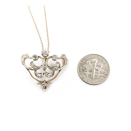 Pendant Lavelier .72ctw Old Mine Cut Diamonds Edwardian 27x23.5mm 14kw 15"" mm 224111751