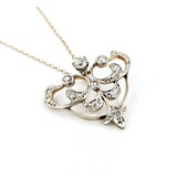  Pendant Lavelier .72ctw Old Mine Cut Diamonds Edwardian 27x23.5mm 14kw 15"" mm 224111751