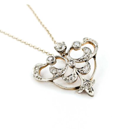 Pendant Lavelier .72ctw Old Mine Cut Diamonds Edwardian 27x23.5mm 14kw 15"" mm 224111751