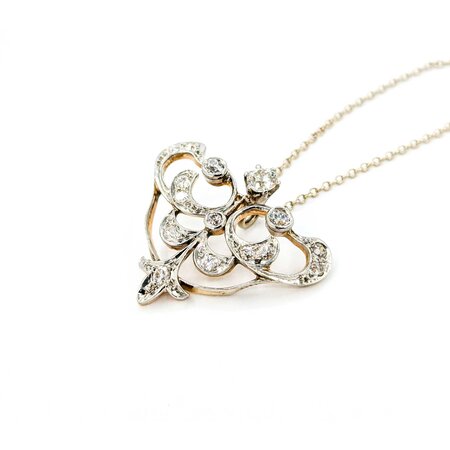 Pendant Lavelier .72ctw Old Mine Cut Diamonds Edwardian 27x23.5mm 14kw 15"" mm 224111751