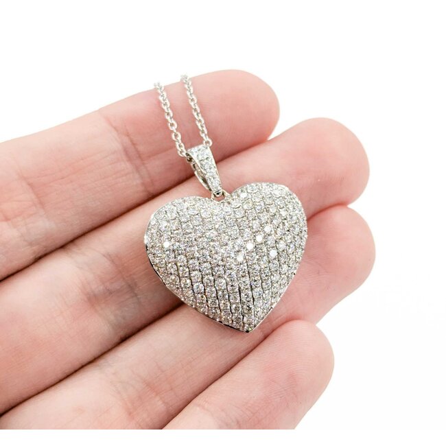 Pendant Heart Pave 1.50ctw Round Diamonds 28x23.5mm 18kw 17"" 224111001