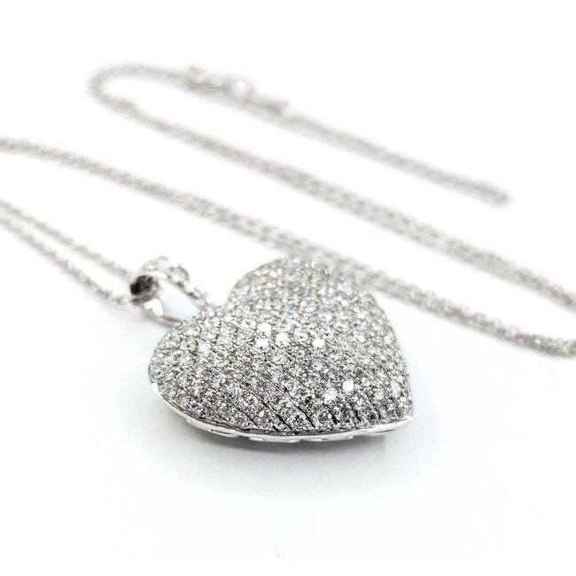 Pendant Heart Pave 1.50ctw Round Diamonds 28x23.5mm 18kw 17"" 224111001