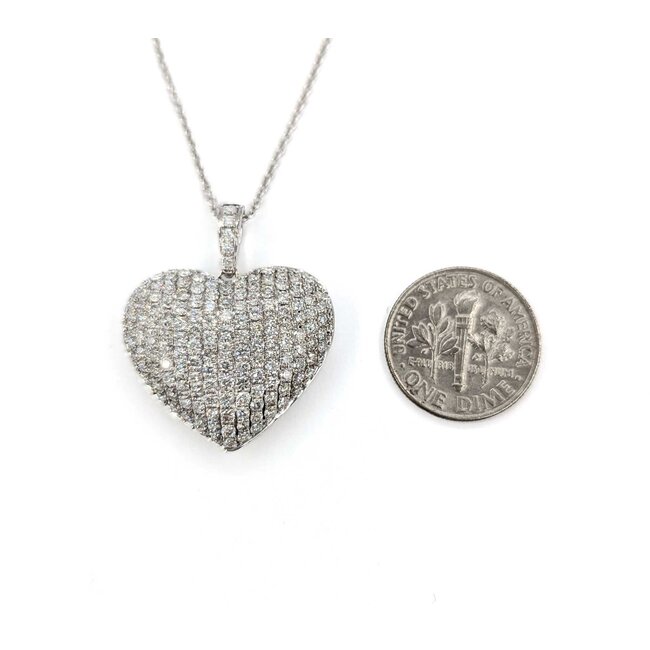 Pendant Heart Pave 1.50ctw Round Diamonds 28x23.5mm 18kw 17"" 224111001