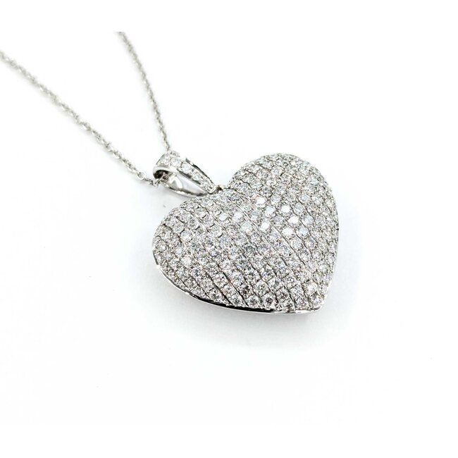 Pendant Heart Pave 1.50ctw Round Diamonds 28x23.5mm 18kw 17"" 224111001