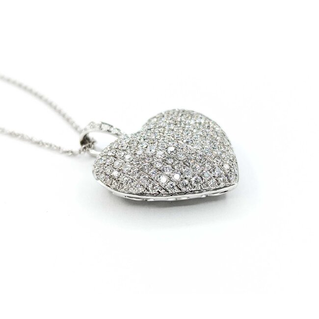 Pendant Heart Pave 1.50ctw Round Diamonds 28x23.5mm 18kw 17"" 224111001