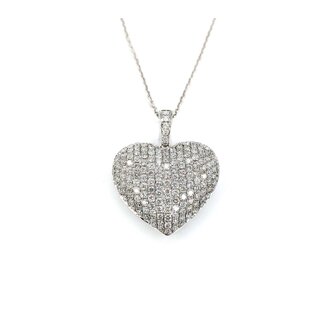 Pendant Heart Pave 1.50ctw Round Diamonds 28x23.5mm 18kw 17"" 224111001