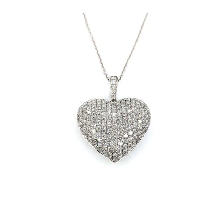 Pendant Heart Pave 1.50ctw Round Diamonds 28x23.5mm 18kw 17"" 224111001