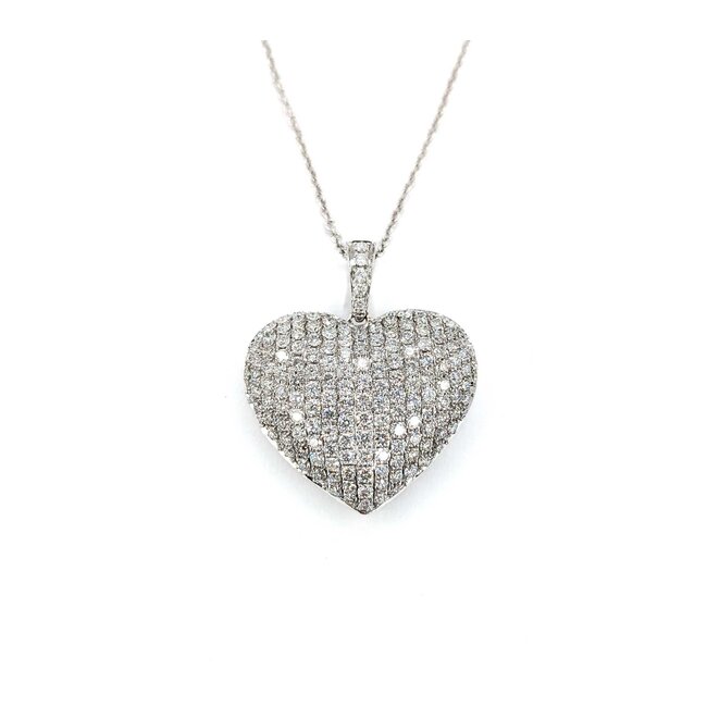 Pendant Heart Pave 1.50ctw Round Diamonds 28x23.5mm 18kw 17"" 224111001