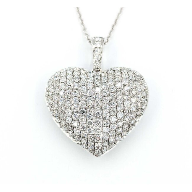 Pendant Heart Pave 1.50ctw Round Diamonds 28x23.5mm 18kw 17"" 224111001