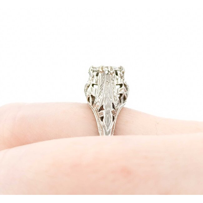 Ring Art Deco .85ct Old European Diamond 18kw sz7.25 224110752