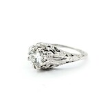  Ring Art Deco .85ct Old European Diamond 18kw sz7.25 224110752
