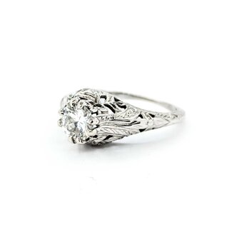 Ring Art Deco .85ct Old European Diamond 18kw sz7.25 224110752