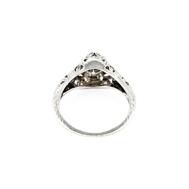 Ring Art Deco .85ct Old European Diamond 18kw sz7.25 224110752