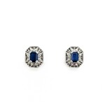  Earrings Stud 1.50ctw Sapphires Halo Filigree .08ctw Diamonds 14ky 224114163