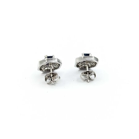 Earrings Stud 1.50ctw Sapphires Halo Filigree .08ctw Diamonds 14ky 224114163