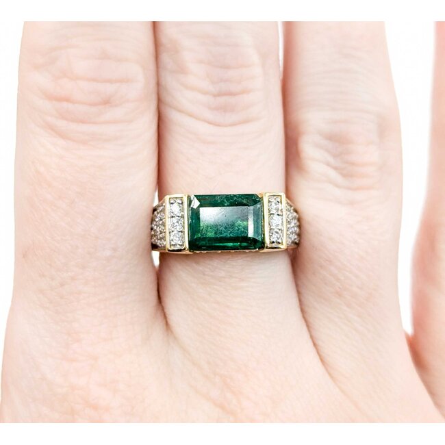 Ring Bar Set .96ctw Round Diamonds 2.68ct Emerald 18ky sz7 224110166