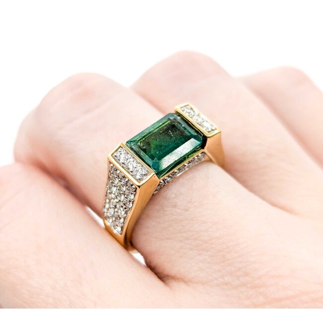 Ring Bar Set .96ctw Round Diamonds 2.68ct Emerald 18ky sz7 224110166
