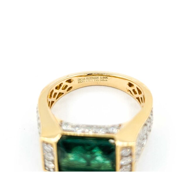 Ring Bar Set .96ctw Round Diamonds 2.68ct Emerald 18ky sz7 224110166