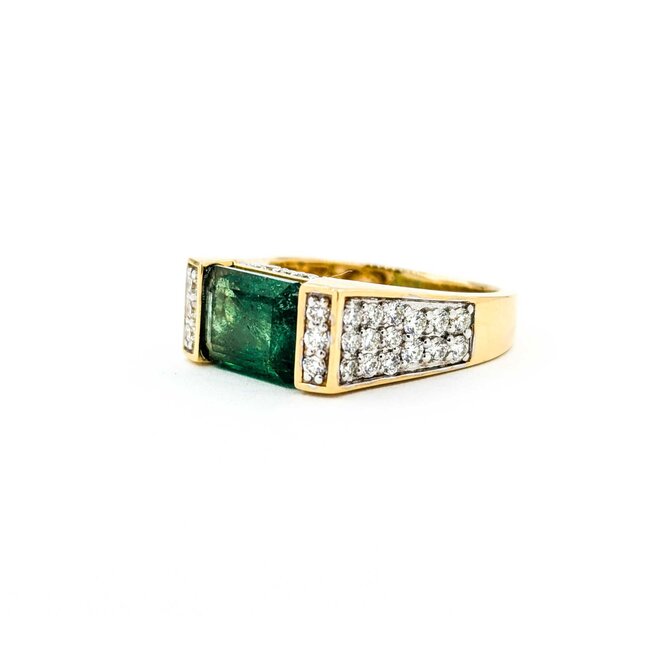 Ring Bar Set .96ctw Round Diamonds 2.68ct Emerald 18ky sz7 224110166