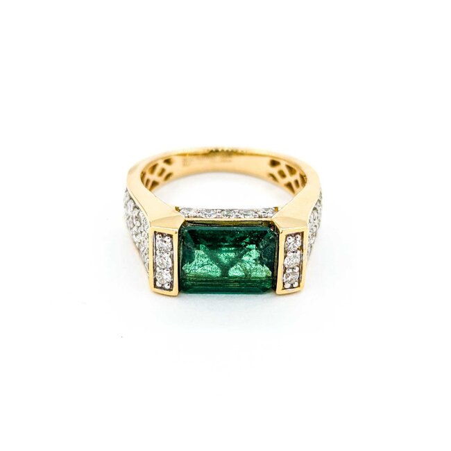 Ring Bar Set .96ctw Round Diamonds 2.68ct Emerald 18ky sz7 224110166