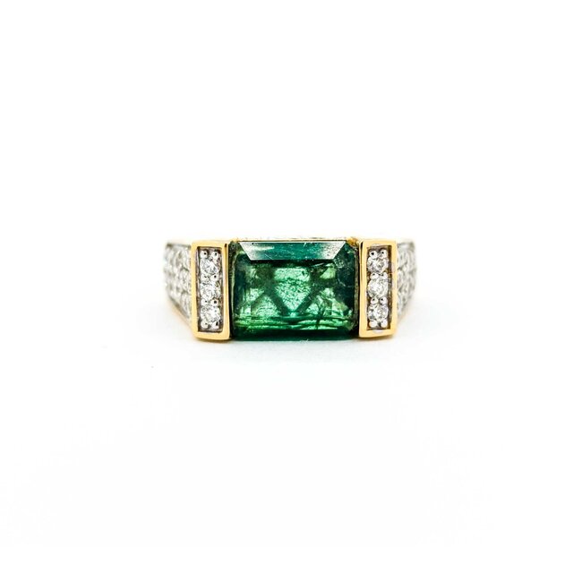 Ring Bar Set .96ctw Round Diamonds 2.68ct Emerald 18ky sz7 224110166