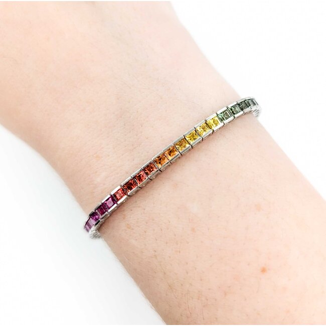 Bracelet 6.5ctw MultiColor Synthetic Sapphire 14kw 7" 3.2mm 124113250