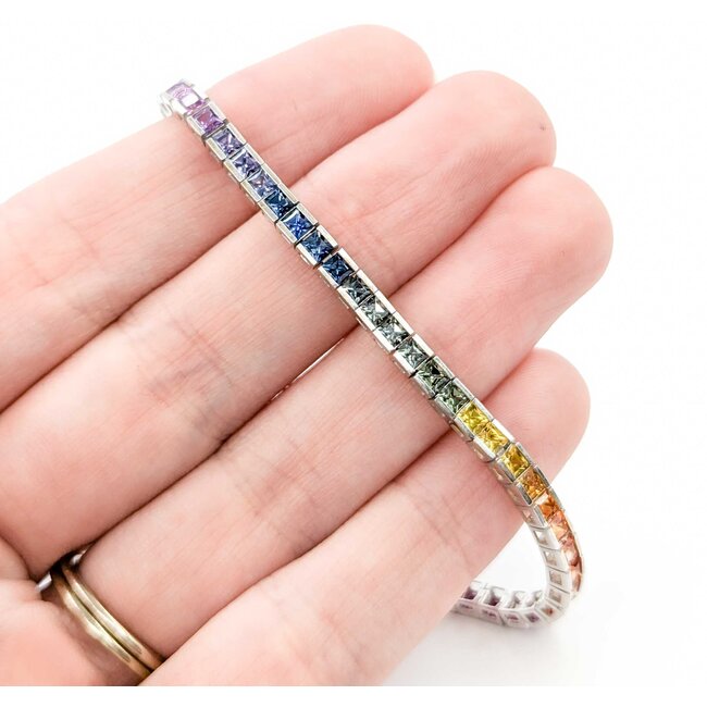Bracelet 6.5ctw MultiColor Synthetic Sapphire 14kw 7" 3.2mm 124113250