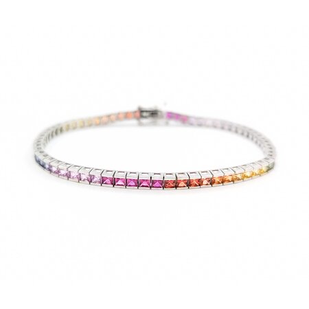 Bracelet 6.5ctw MultiColor Synthetic Sapphire 14kw 7" 3.2mm 124113250