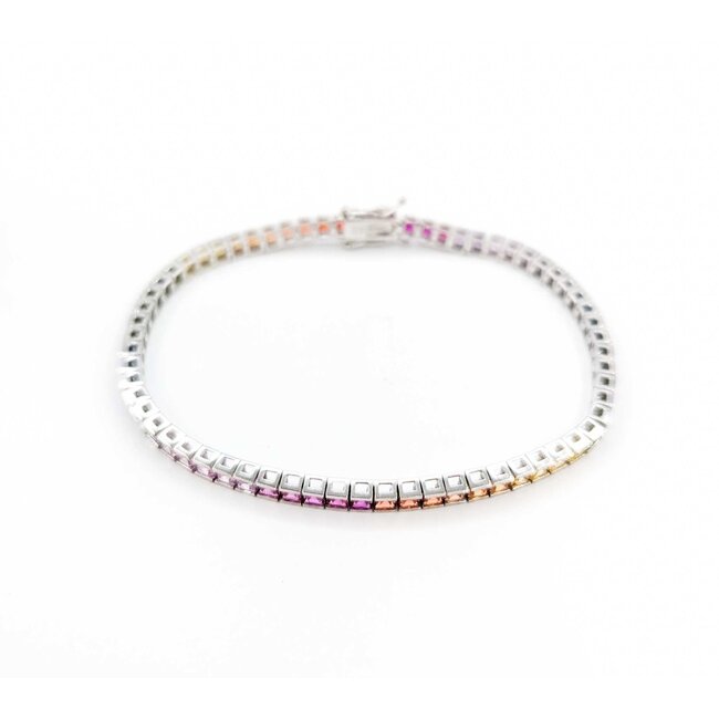 Bracelet 6.5ctw MultiColor Synthetic Sapphire 14kw 7" 3.2mm 124113250