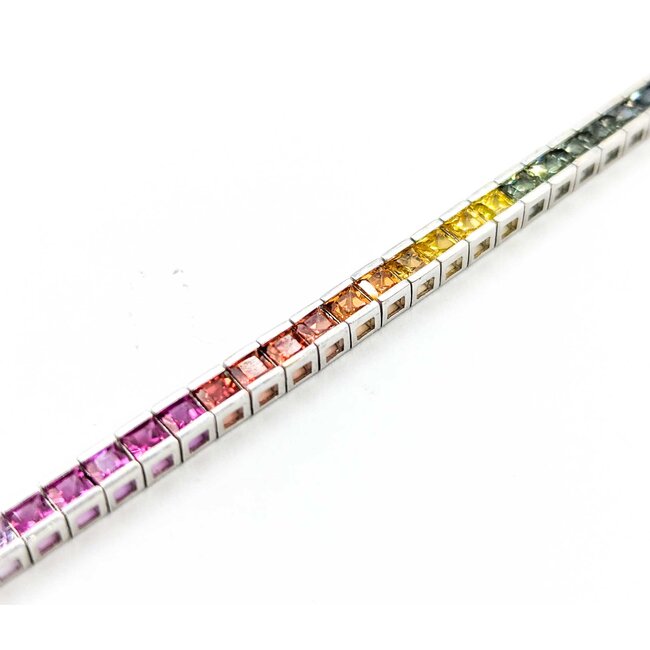 Bracelet 6.5ctw MultiColor Synthetic Sapphire 14kw 7" 3.2mm 124113250