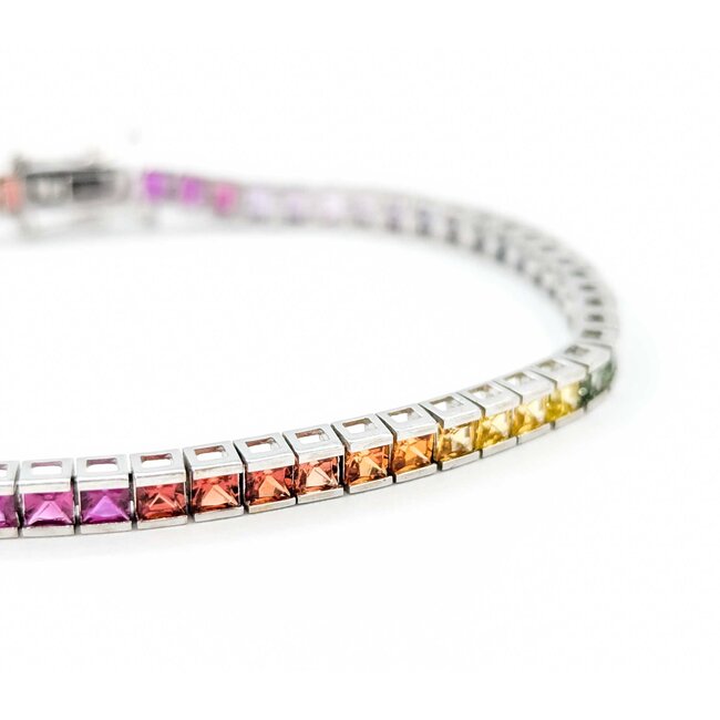 Bracelet 6.5ctw MultiColor Synthetic Sapphire 14kw 7" 3.2mm 124113250