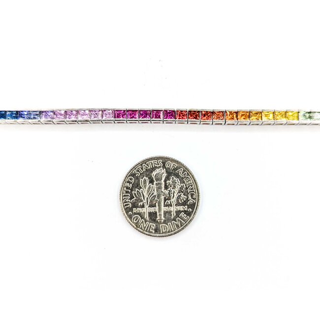 Bracelet 6.5ctw MultiColor Synthetic Sapphire 14kw 7" 3.2mm 124113250